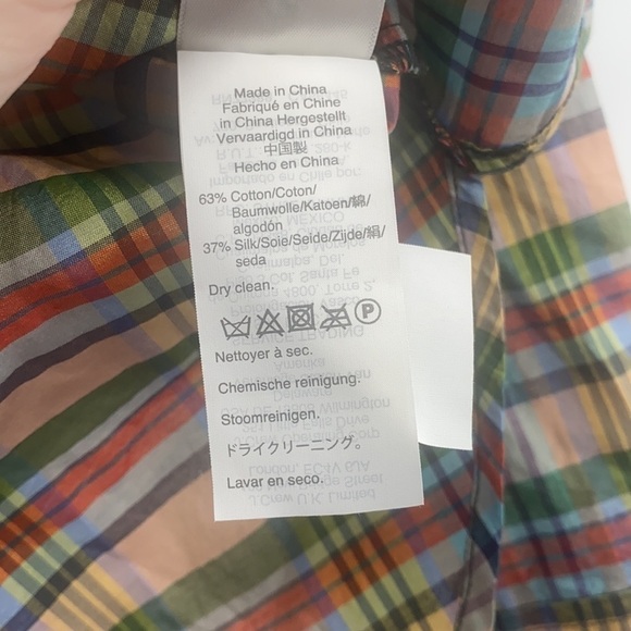 J Crew plaid cream blue women’s top size small - Picture 6 of 7